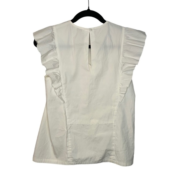 CAS Cloth & Steel Italy Quiet Luxury White Cotton Short Sleeve Blouse Size Small - Picture 5 of 7